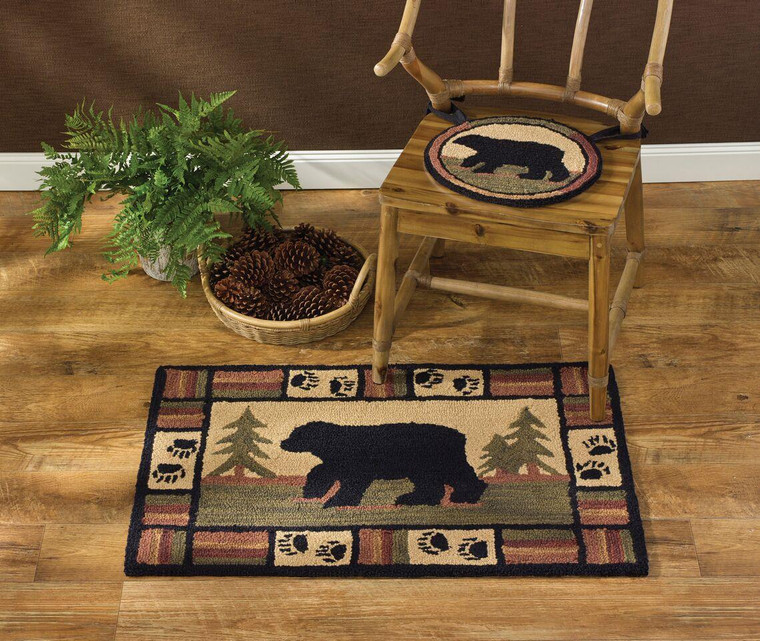 Adirondack Bear Hooked Rug - 2x3