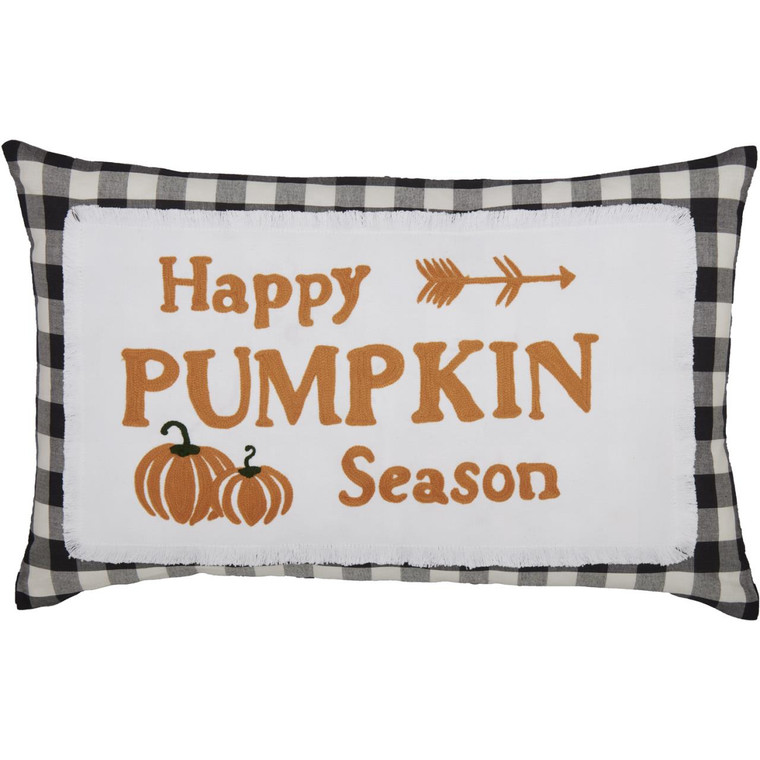 Annie Buffalo Check Black Happy Pumpkin Pillow - 14x22