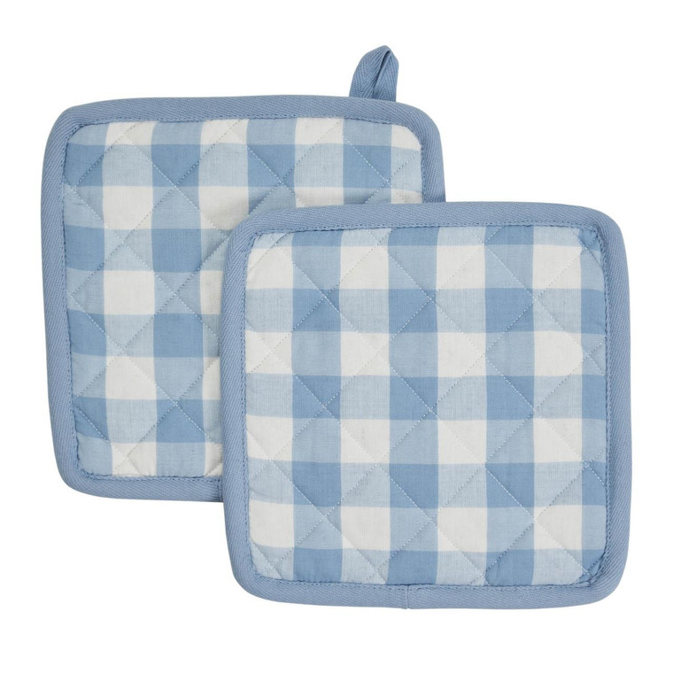 Annie Buffalo Check Blue Pot Holders - Set of 2