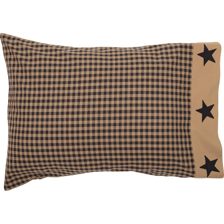 Black Check Star Pillowcases - Standard Set of 2