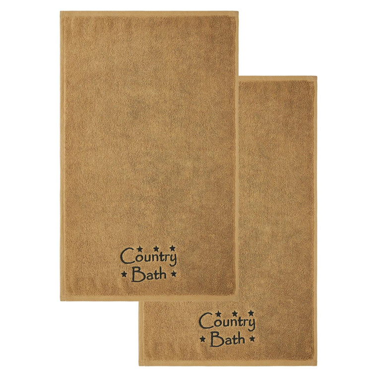 Black Country  Bath Stars Tan Hand Towels - Set of 2