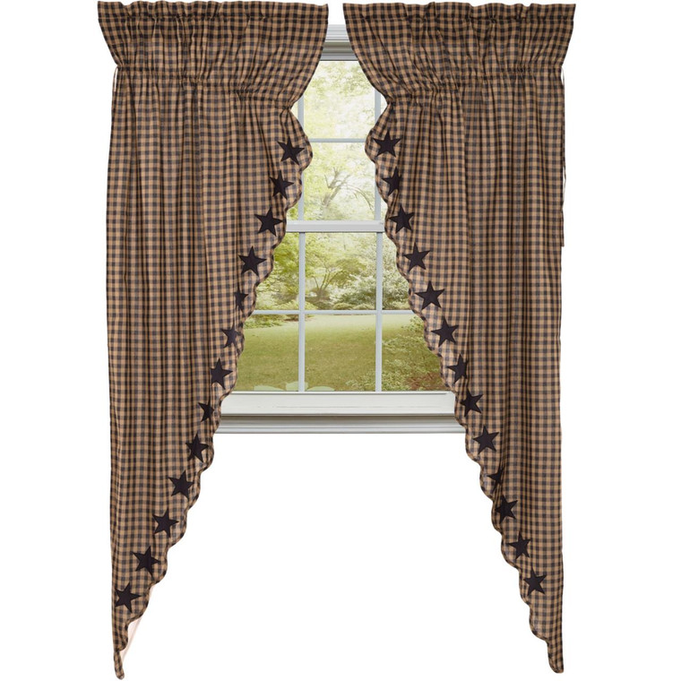 Black Star Prairie Gathered Curtains - 72x84