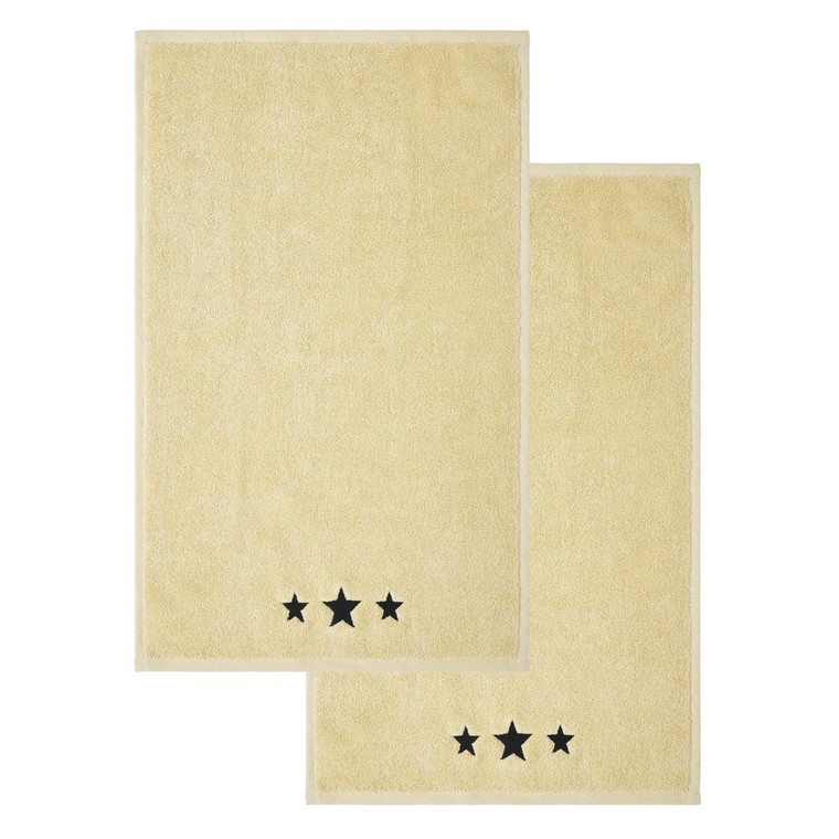 Black Stars Creme Hand Towels - Set of 2