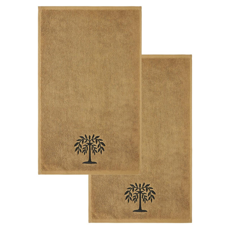 Black Willow Tree Tan Hand Towels - Set of 2