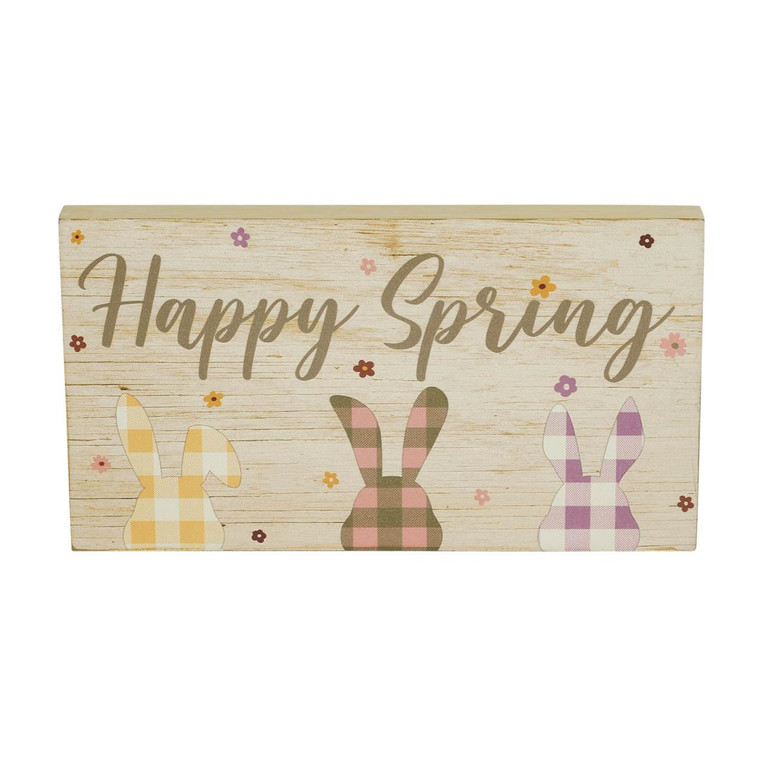 Bunny Hop Happy Spring Three Bunnies Wall Sign - 9x5