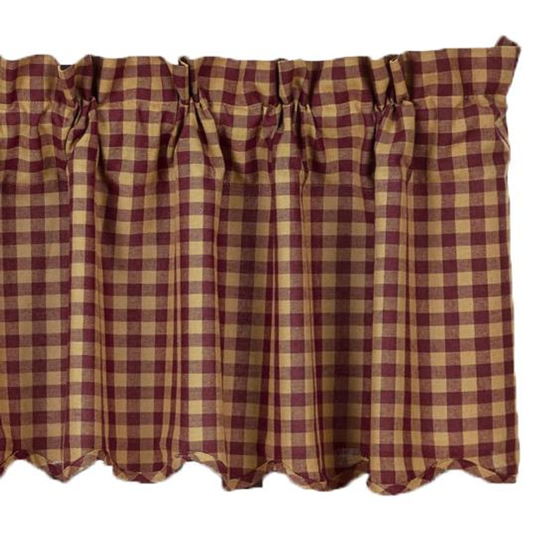 Burgundy Check Valance - 72x16