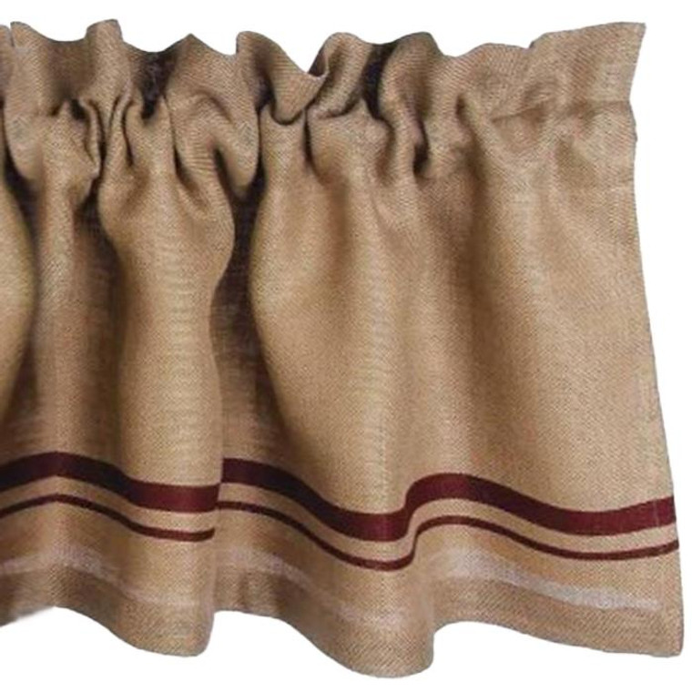 Burlap Stripe Valance - Barn Red 72x15.5