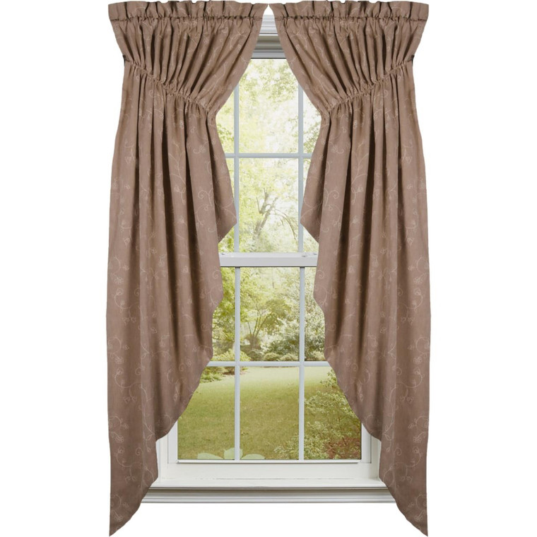 Candlewicking Prairie Gathered Curtains - Taupe 72x63