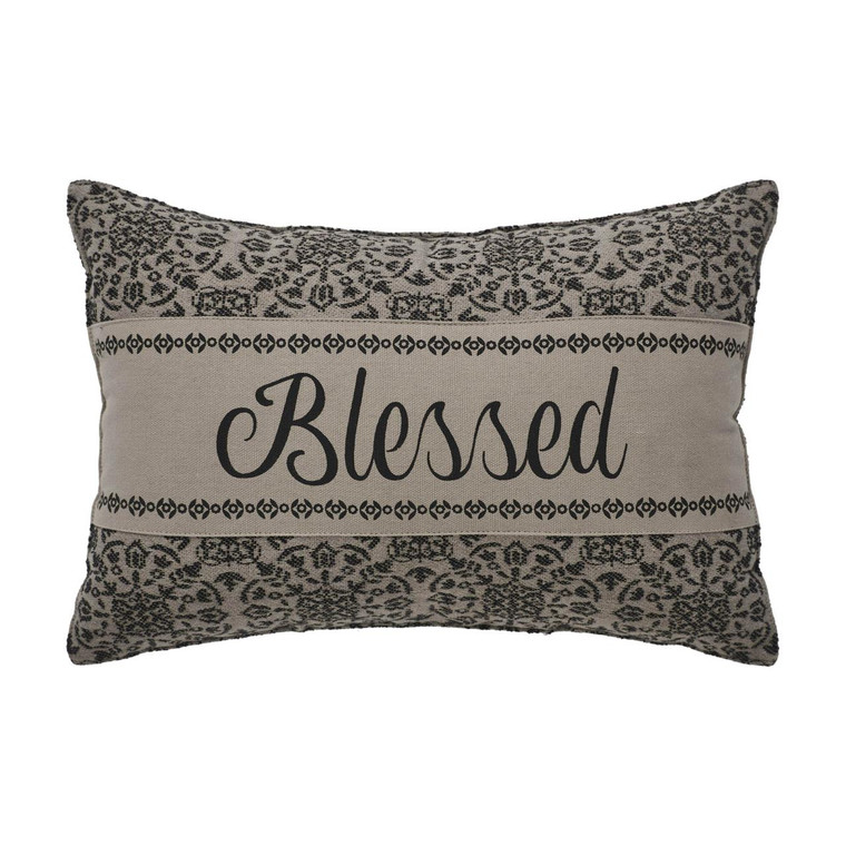 Custom House Black Tan Jacquard Blessed Pillow - 9.5x14
