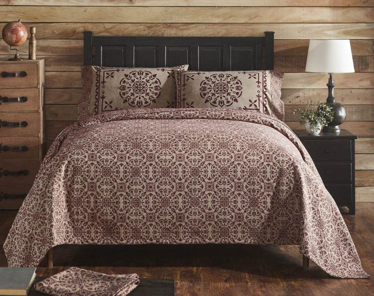 Custom House Burgundy Tan Bedding Collection