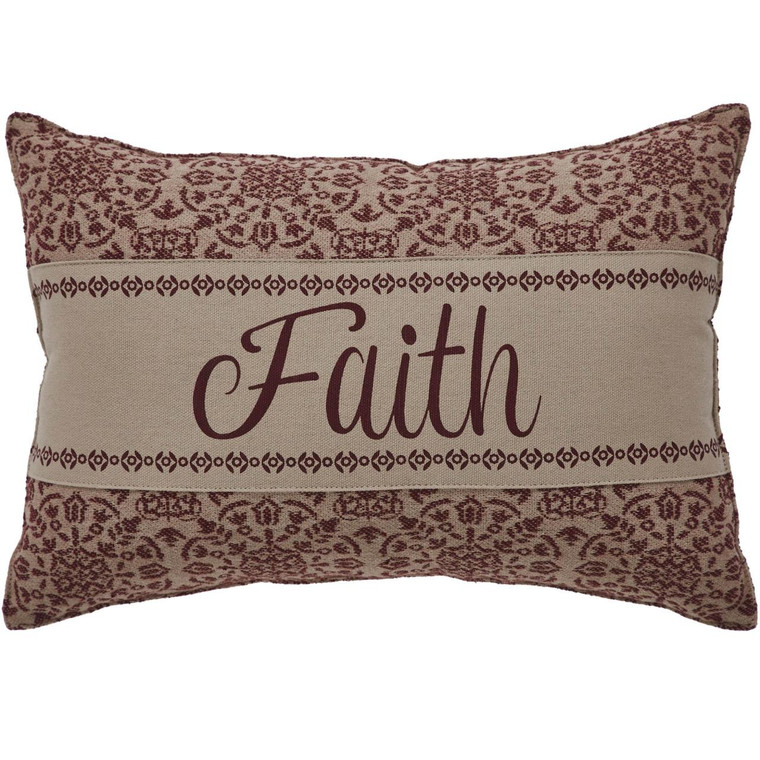Custom House Burgundy Tan Jacquard Faith Pillow - 9.5x14