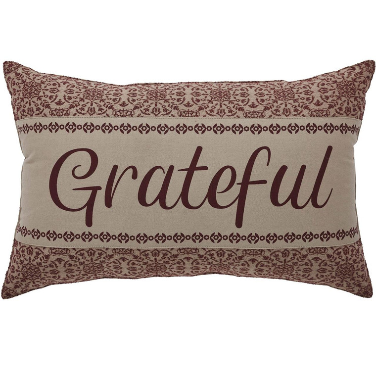 Custom House Burgundy Tan Jacquard Grateful Pillow - 14x22
