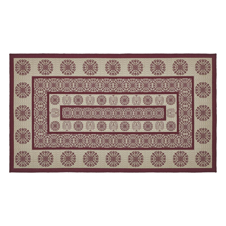 Custom House Burgundy Tan Jacquard Rugs - Rectangle