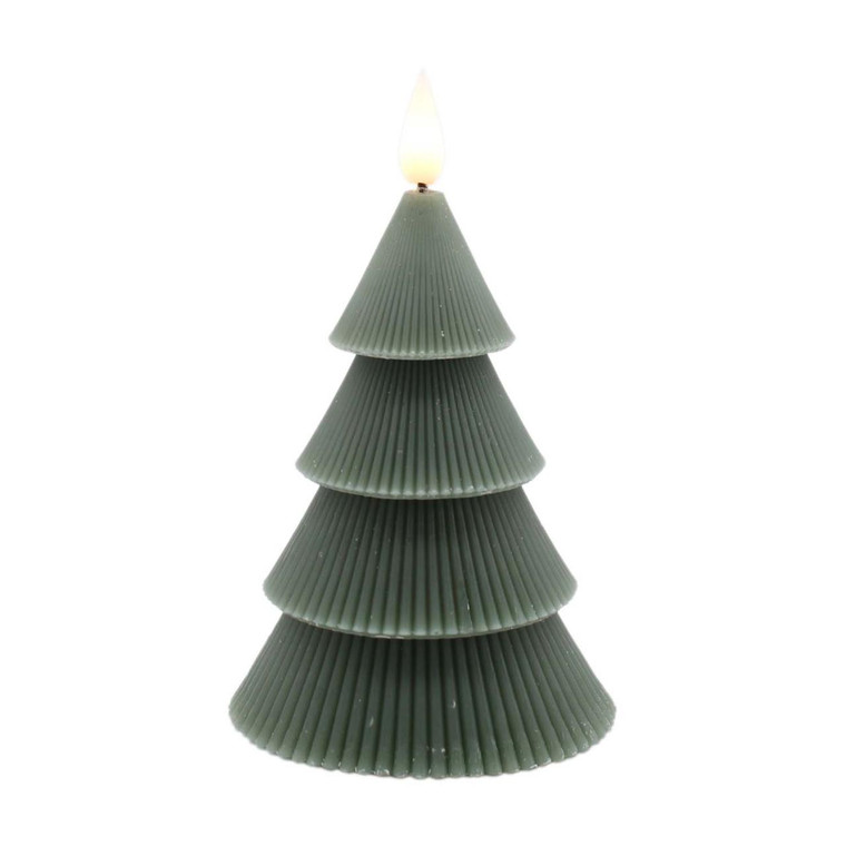 Dark Green Tiered Tree LED Candle - Small 3.8x4.8