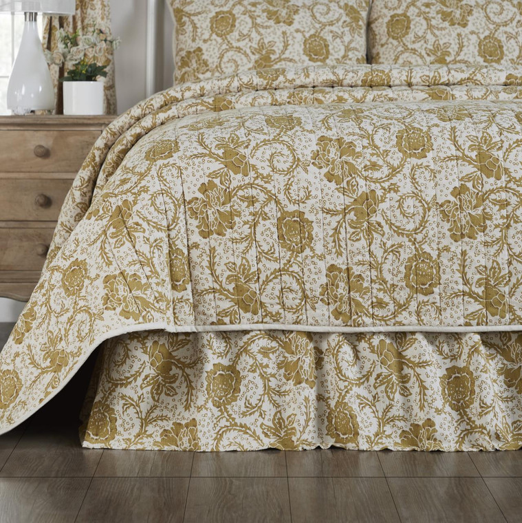 Dorset Gold Floral Bed Skirt