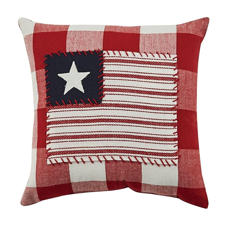 Flag Appliqued Pillow - 10x10
