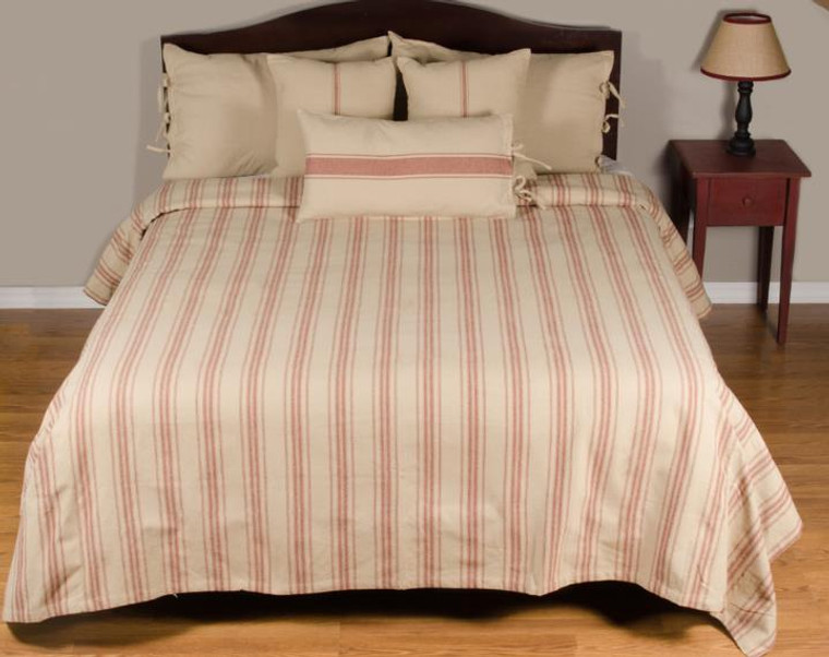 Grain Sack Stripe Barn Red Bedding Collection
