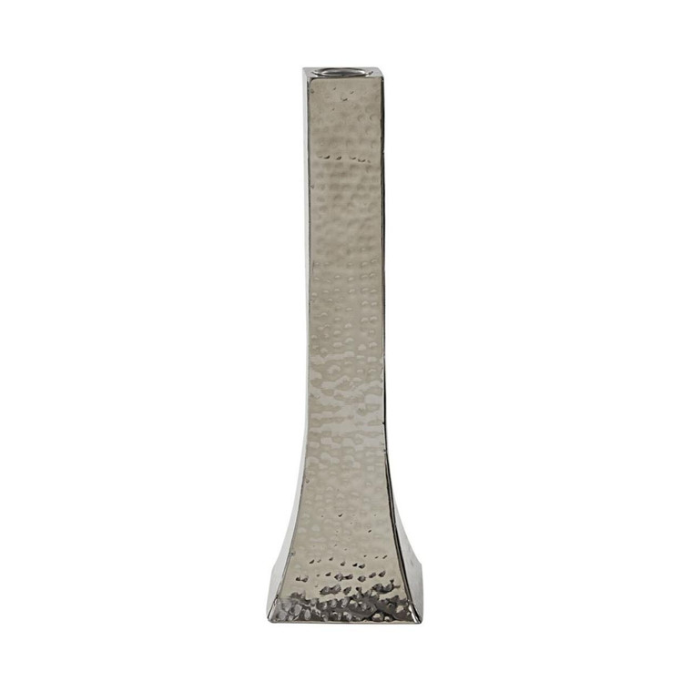 Hammered Silver Candle Holder - Taper 11"