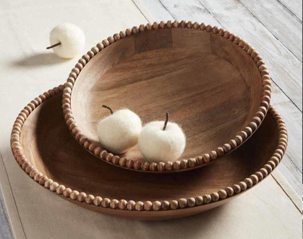 Beaded Wood Bowl by Mud Pie