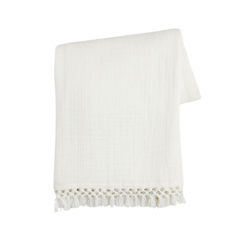 Macrame Muslin Throw - Cream - FINAL SALE - NO RETURNS
