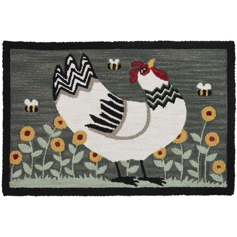 My Little White Hen Hooked Rugs