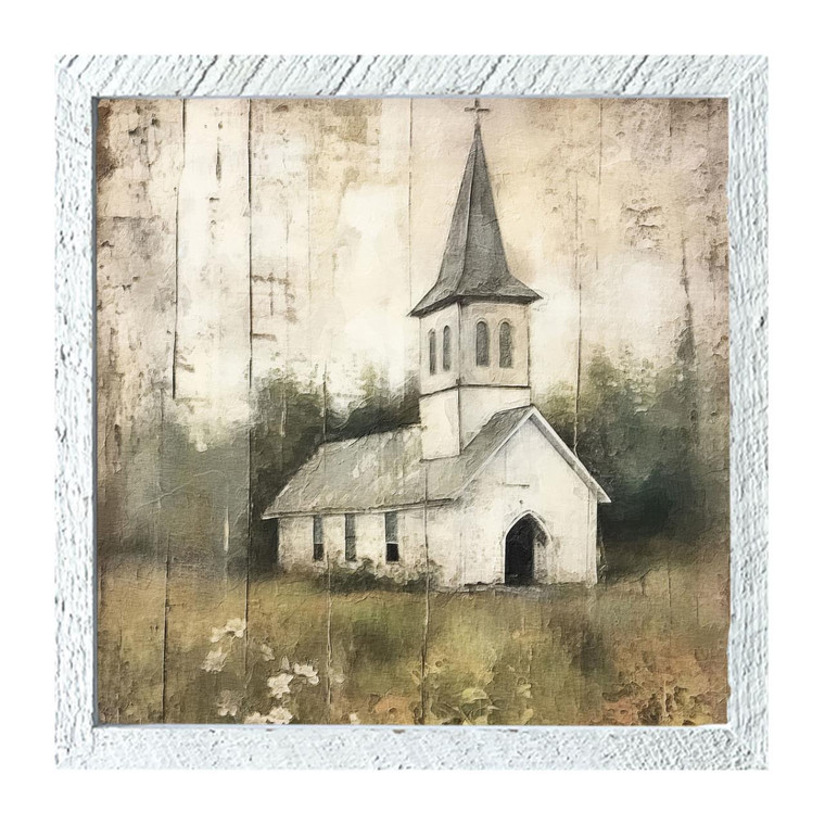Old Country Church 5 - White Frame 25x25