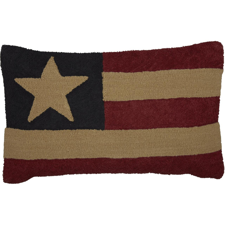 Patriotic Patch Flag Hooked Pillow - 14x22