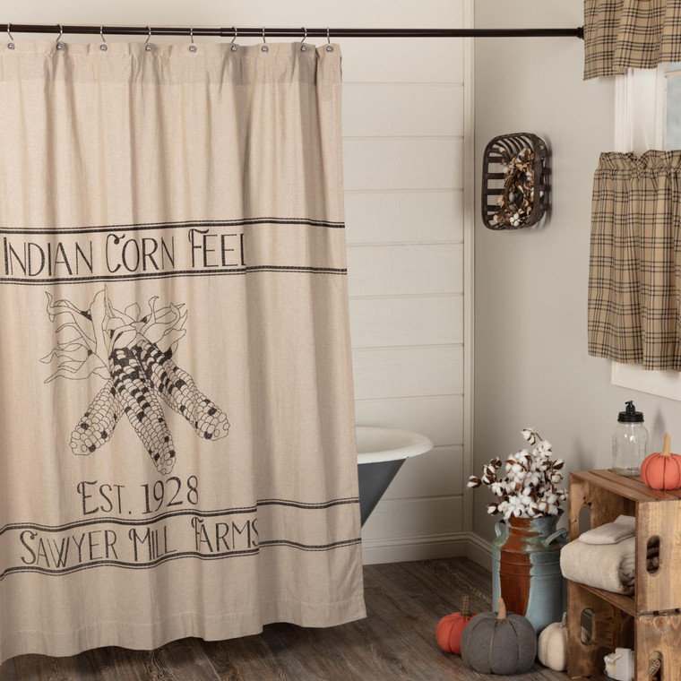 Sawyer Mill Charcoal Corn Feed Shower Curtain