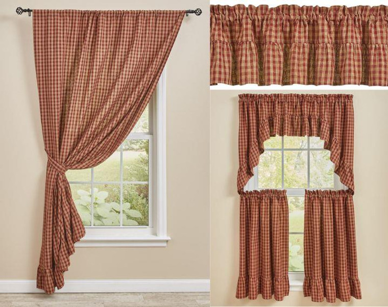 Sturbridge Wine Plaid Curtain Collection