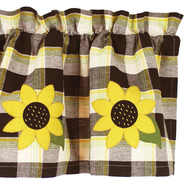 Sunflower Buffalo Check Buttermilk Valance - Black 72x15.5