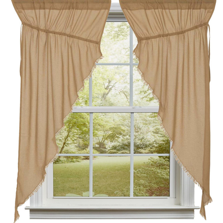 Tobacco Cloth Khaki Prairie Gathered Curtains - 72x63