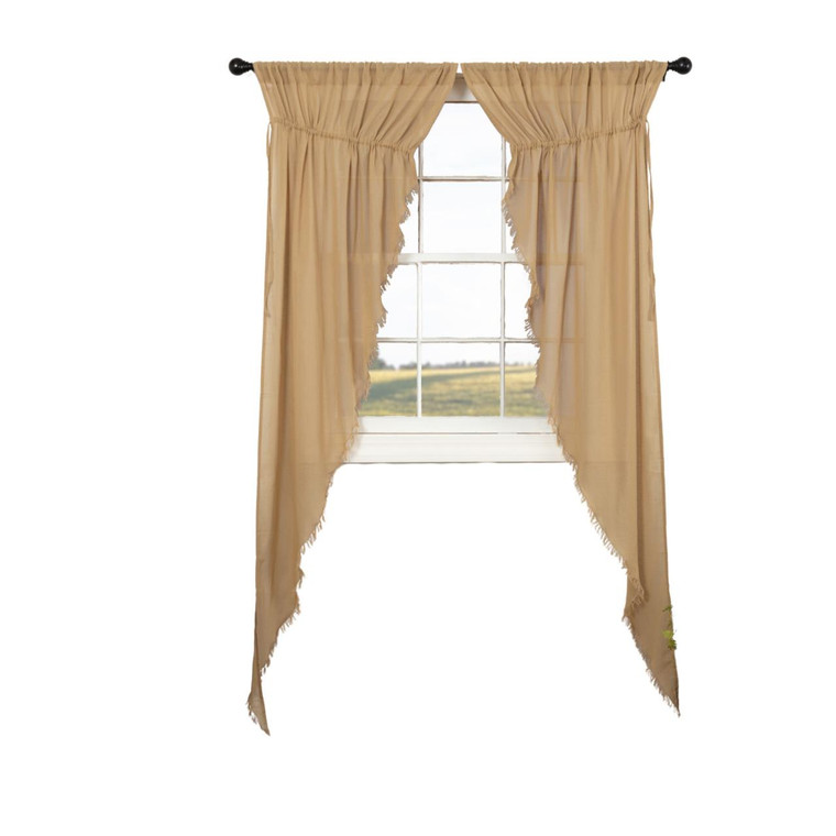 Tobacco Cloth Khaki Prairie Gathered Curtains - 72x84