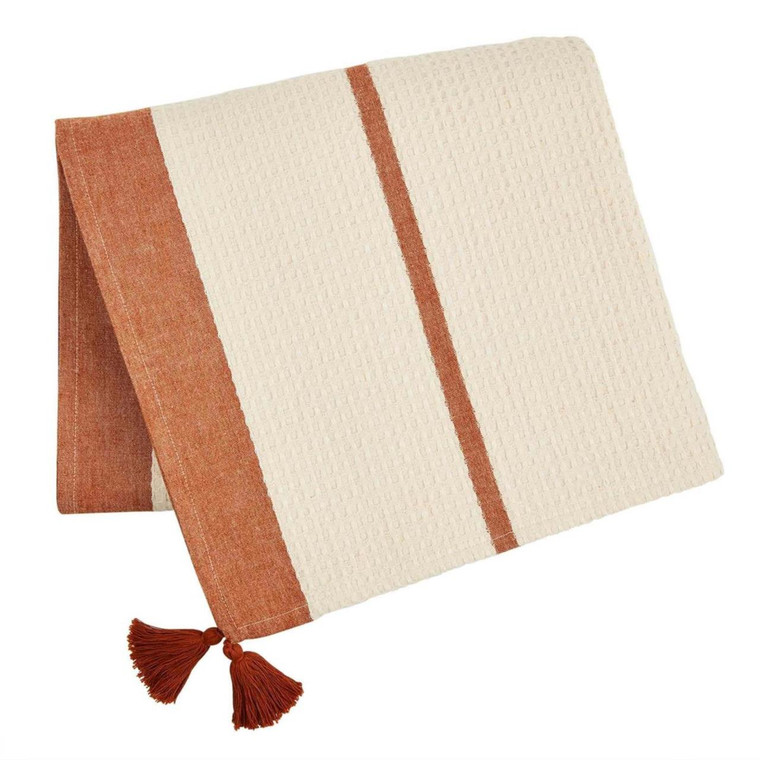 Waffle Chambray Stripe Blanket - Terracotta - FINAL SALE - NO RETURNS